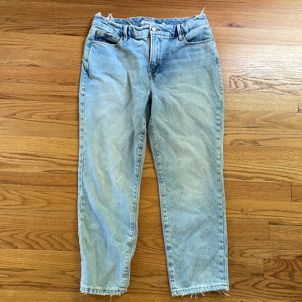 Good American Good Girlfriend Petite Jeans Women 2 26 Light Blue Denim Soft